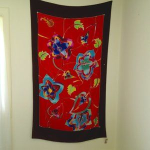 Hand Painted Batik Silk Scarf Tapestry 6 1/2' long